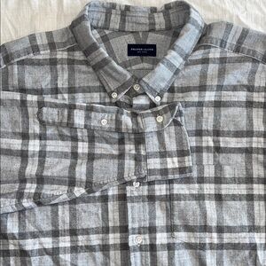 Proper Cloth Shirt Mens 3XL Gray Plaid Flannel Button Down Long Sleeve